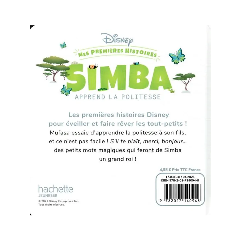 Mes premières histoires : Simba apprend la politesse - Disney - Disney Hachette - Grand format - ravate.com librairie reunion