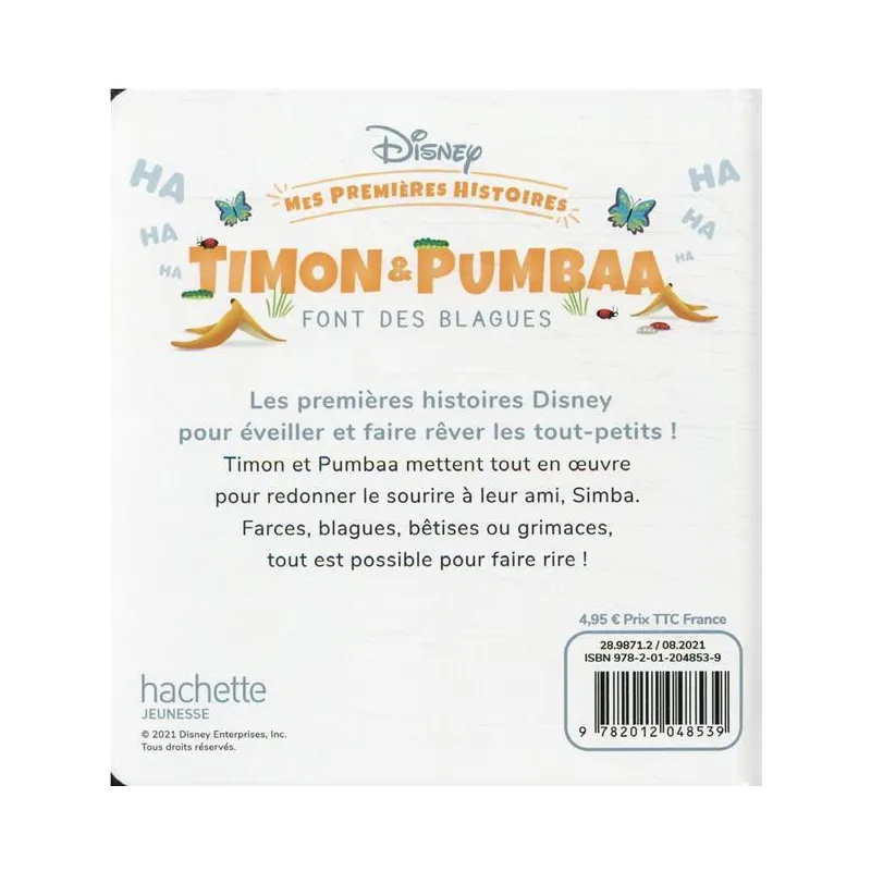 Mes premières histoires : Timon et Pumbaa font des blagues - Disney - Disney Hachette - Grand format - ravate.com librairie...