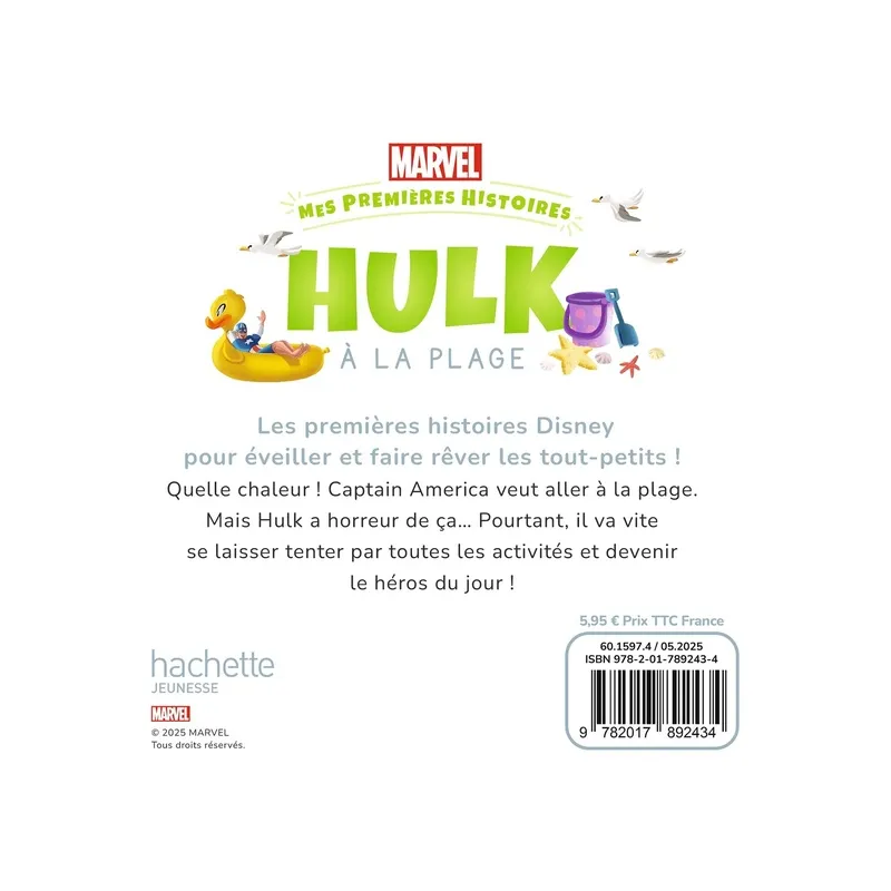 Mes premières histoires : Hulk à la plage - Marvel - Disney Hachette - Grand format - ravate.com librairie reunion