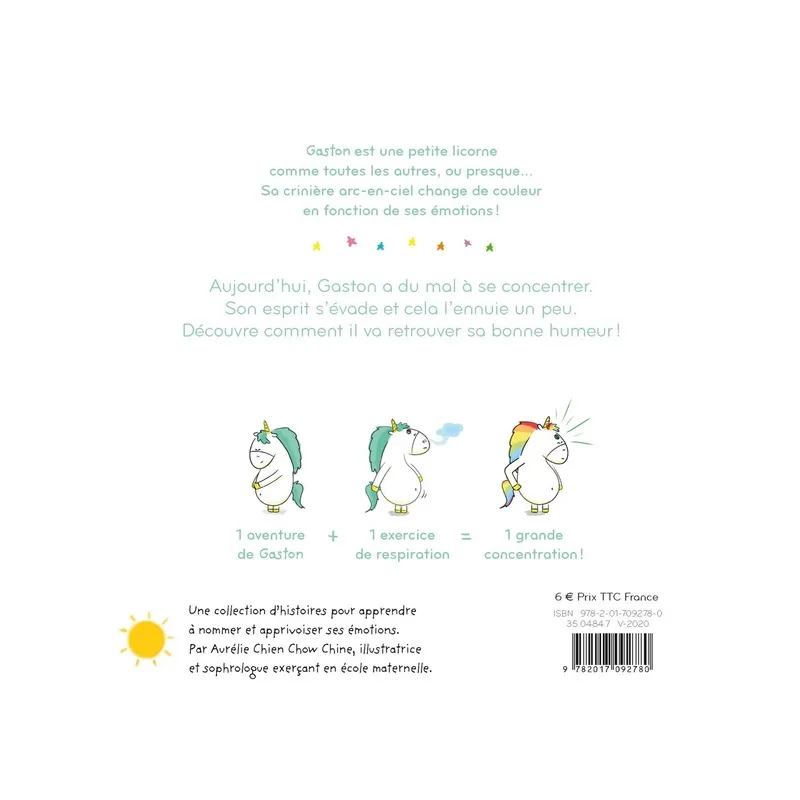 Gaston la licorne : les émotions de Gaston : je me concentre - Aurélie Chien Chow Chine - Hachette Enfants - Grand format -...