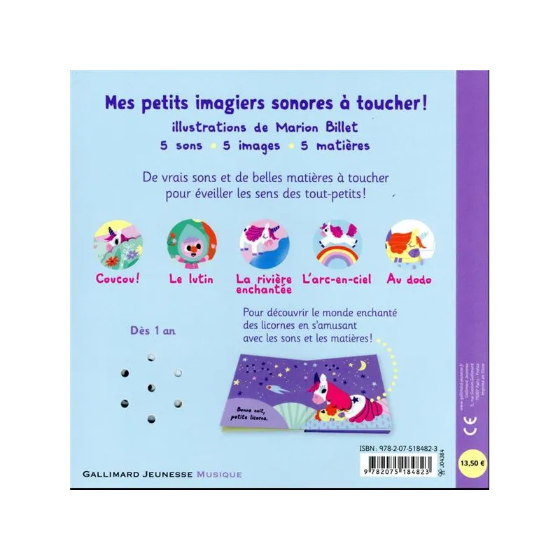 Mes licornes à toucher - Marion Billet - Gallimard Jeunesse - Grand format - ravate.com librairie reunion