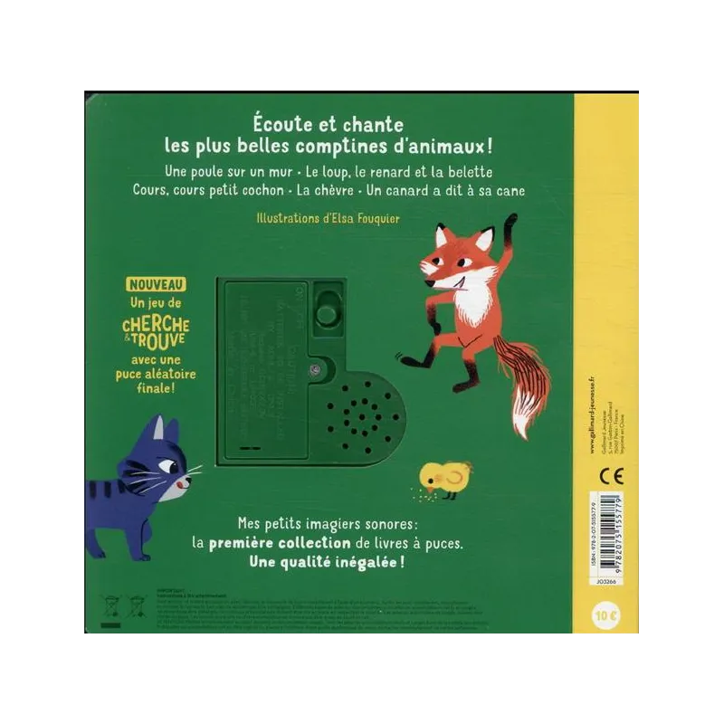 Mes comptines des animaux - Elsa Fouquier - Gallimard Jeunesse - Grand format - ravate.com librairie reunion