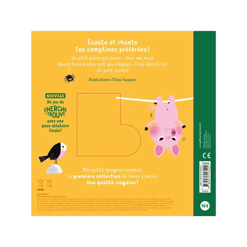 Mes comptines 1, 2, 3 - Collectif, Elsa Fouquier - Gallimard Jeunesse - Grand format - ravate.com librairie reunion