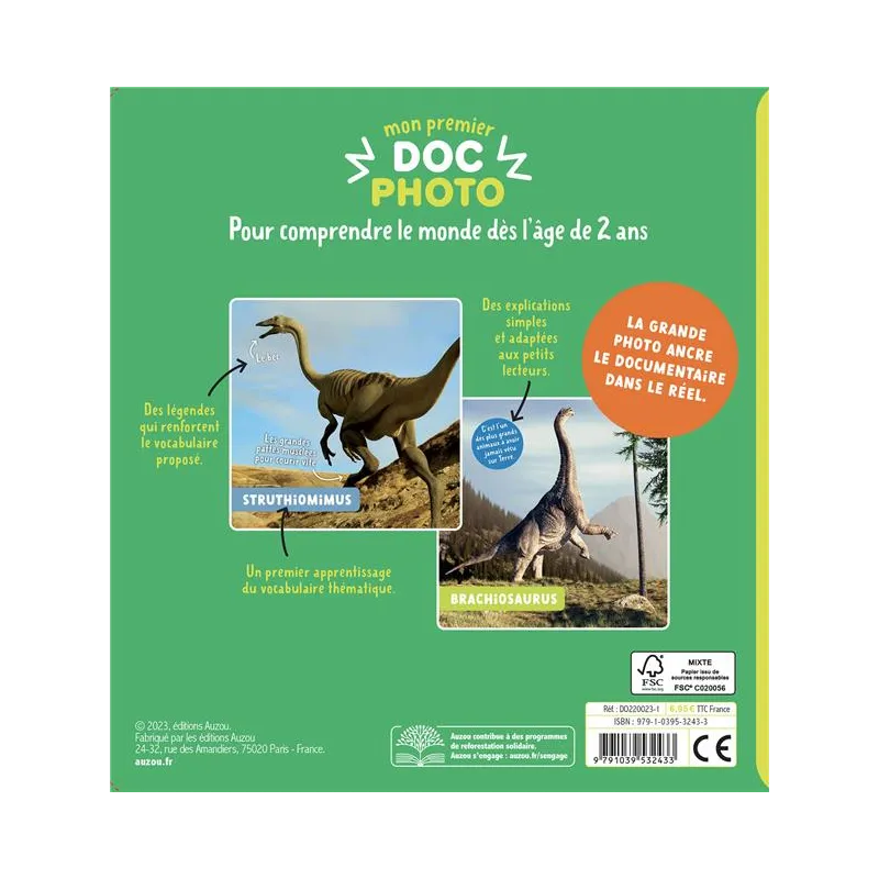 Mon premier doc photo : les dinosaures - Collectif - Auzou - Grand format - ravate.com librairie reunion