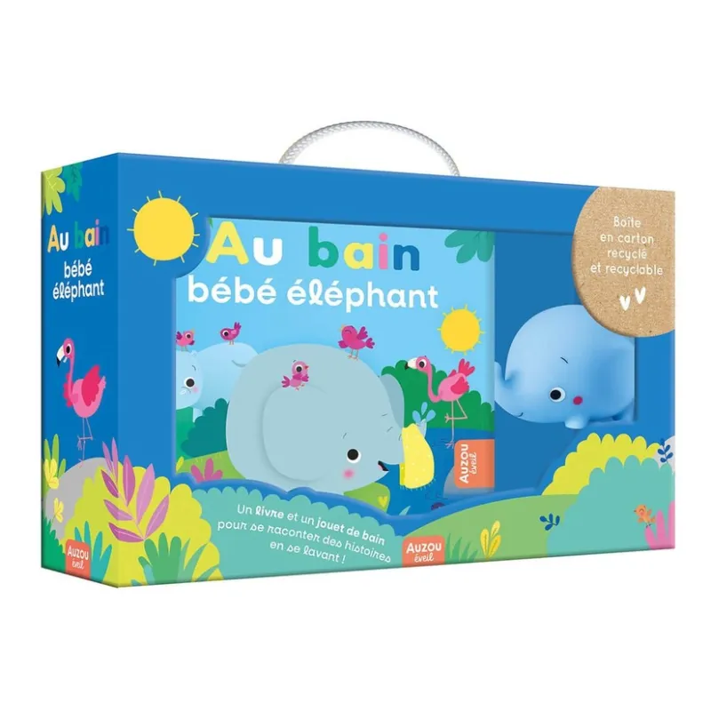 Au bain, bébé éléphant ! - Sigrid Martinez - Auzou - Coffret / Boîte - ravate.com librairie reunion