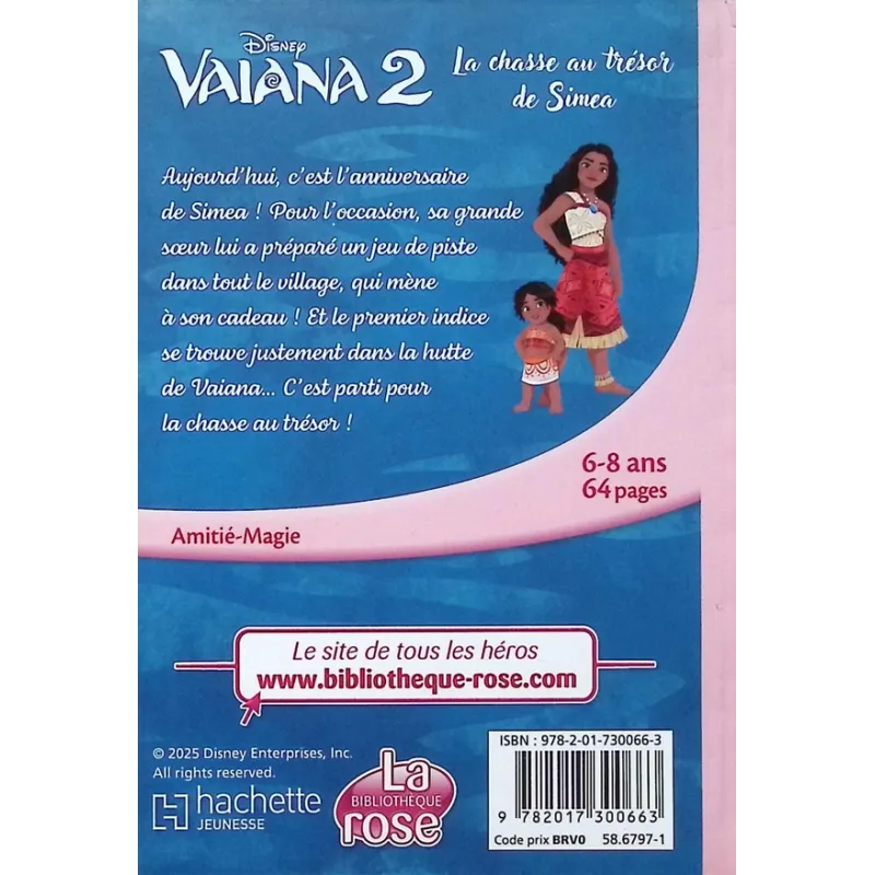 Vaiana 2 Tome 1 : La chasse au trésor de Simea - Disney - Hachette Jeunesse - Poche - ravate.com librairie reunion