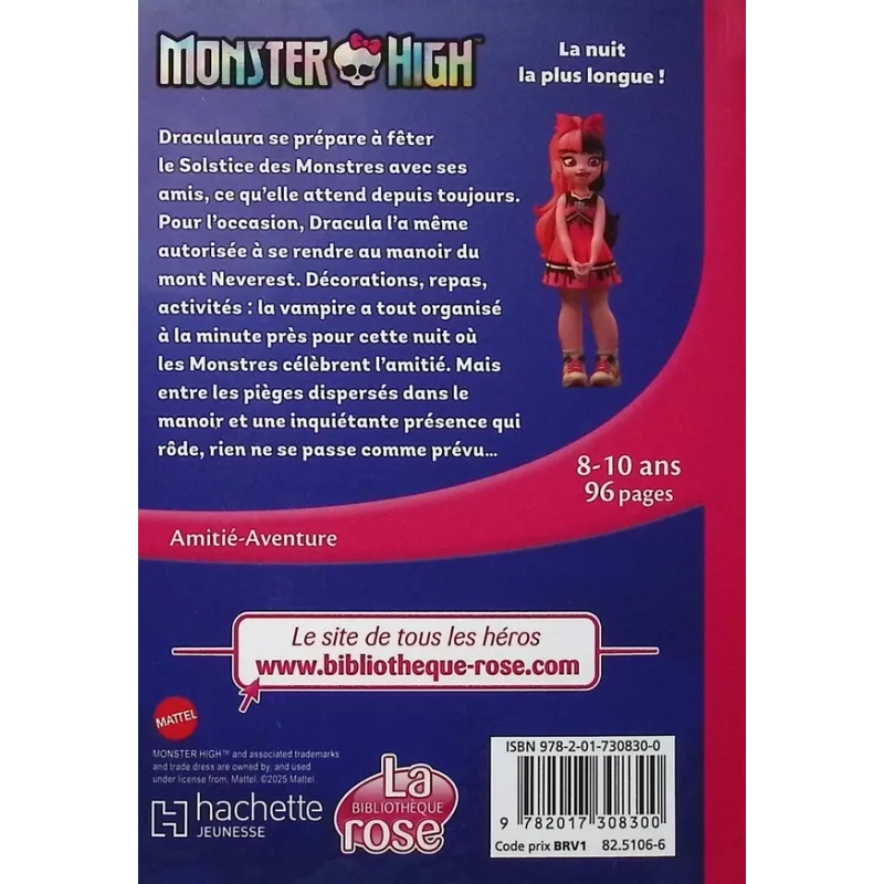 Monster High Tome 8 : La nuit la plus longue ! - Mattel - Hachette Jeunesse - Poche - ravate.com librairie reunion