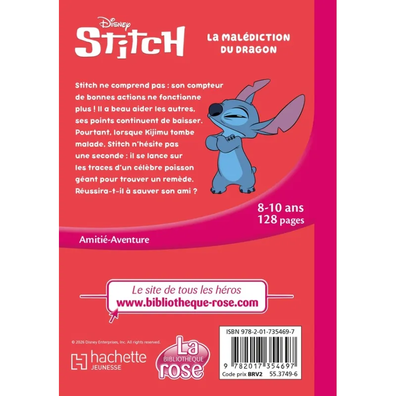 Stitch Tome 22 : La malédiction du dragon - Disney - Hachette Jeunesse - Poche - ravate.com librairie reunion