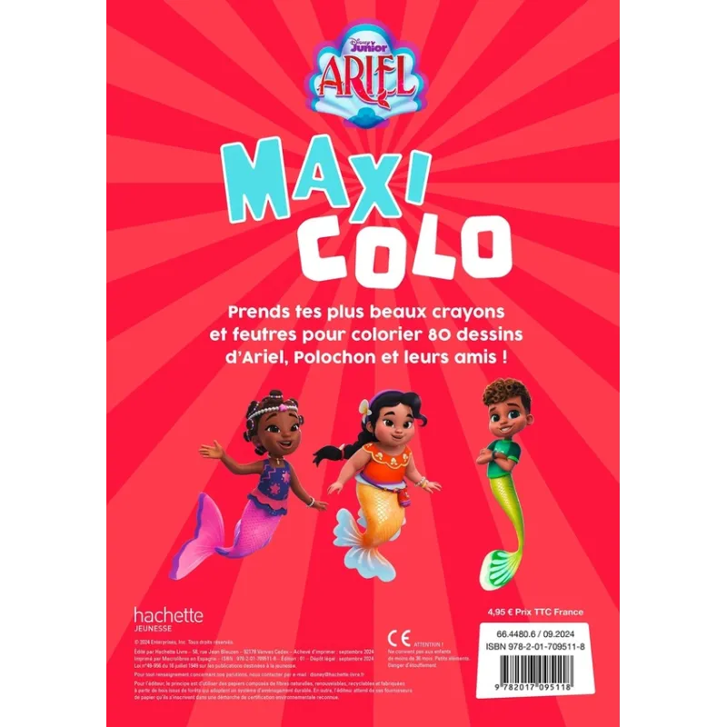 Maxi colo : Ariel - Disney - Disney Hachette - Papeterie / Coloriage - ravate.com librairie reunion