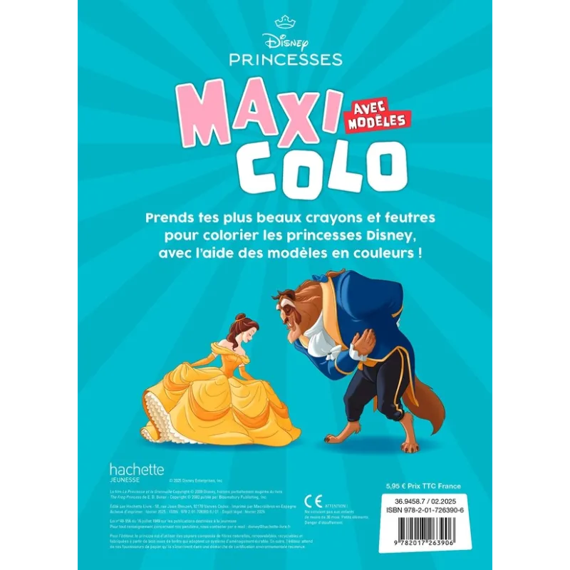 Maxi colo : Disney Princesses : Avec modèles - Disney - Disney Hachette - Papeterie / Coloriage - ravate.com librairie reunion