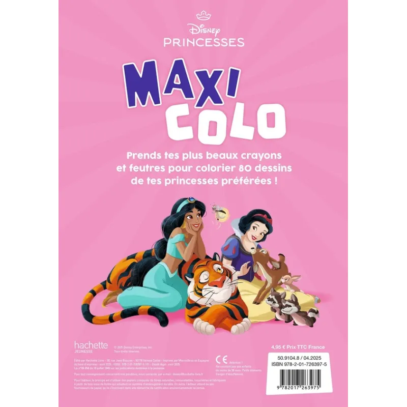 Maxi colo : Disney Princesses - Disney - Disney Hachette - Papeterie / Coloriage - ravate.com librairie reunion