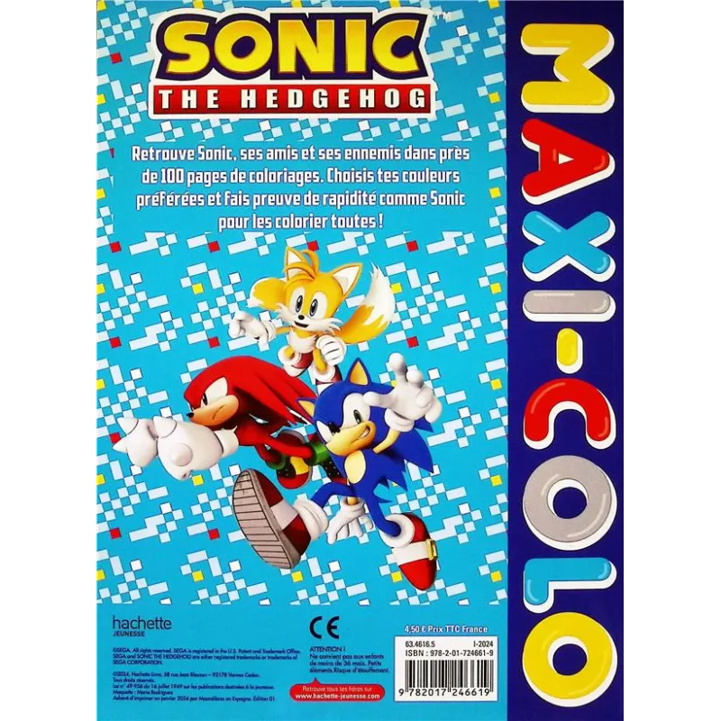 Maxi-colo : Sonic the Hedgehog - Collectif - Hachette Jeunesse - Papeterie / Coloriage - ravate.com librairie reunion