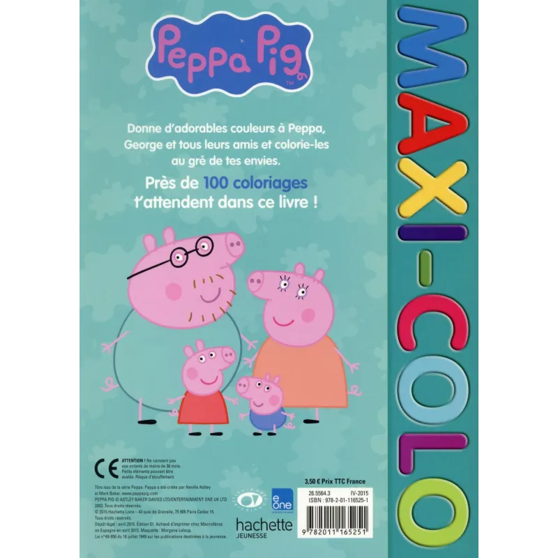 Maxi-colo : Peppa Pig - Collectif - Hachette Jeunesse - Papeterie / Coloriage - ravate.com librairie reunion