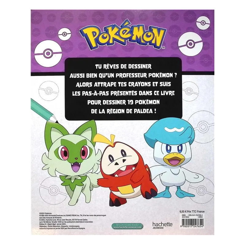 Je dessine les Pokémon de Paldea - Collectif - Hachette Jeunesse - Grand format - ravate.com librairie reunion