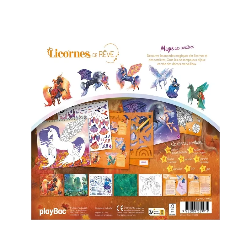 Licornes de rêve : Magie des sorcières : Carnet créatif - Christine Alcouffe - Play Bac - Papeterie / Coloriage - ravate.com...