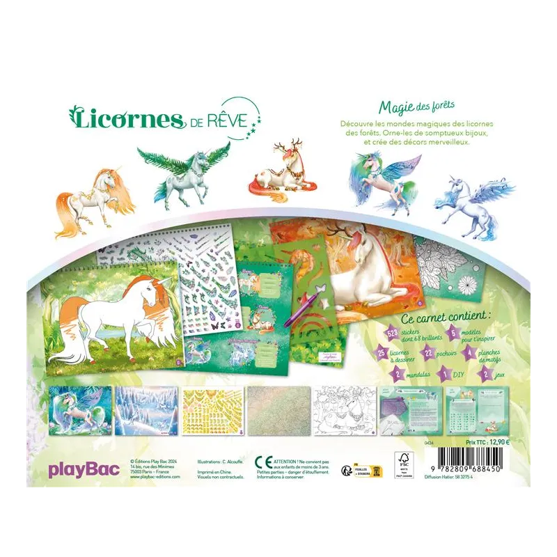 Licornes de rêve : Magie de la forêt : carnet créatif - Collectif - Play Bac - Papeterie / Coloriage - ravate.com librairie...