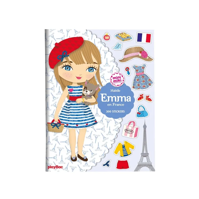 Cahier stickers : habille Emma en France - Julie Camel - Play Bac - Papeterie / Coloriage - ravate.com librairie reunion