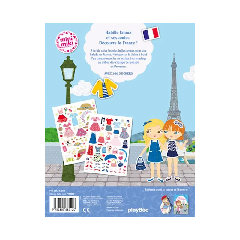Cahier stickers : habille Emma en France - Julie Camel - Play Bac - Papeterie / Coloriage - ravate.com librairie reunion
