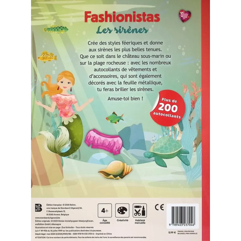 Fashionistas : Les sirènes ; Effet brillant - Collectif - Le Ballon - Papeterie / Coloriage - ravate.com librairie reunion