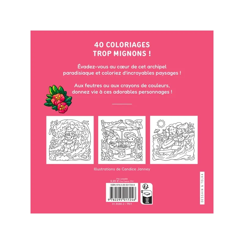 Hawaï cosy : Coloriages exotiques et mignons - Jade Summer - Dessain et Tolra - Papeterie / Coloriage - ravate.com librairie...