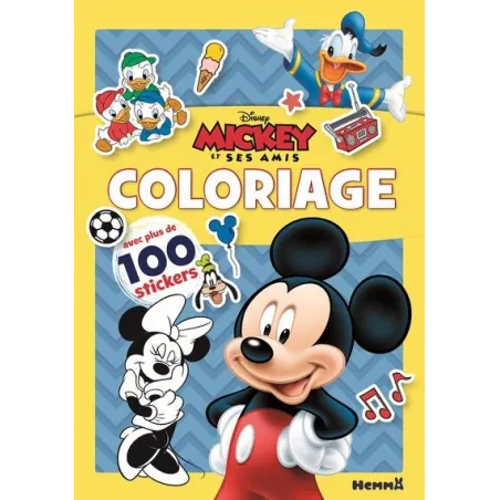 Coloriage avec stickers : Mickey et ses amis : Mickey