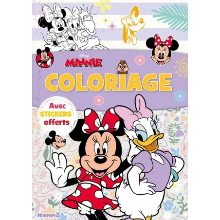 Coloriage avec stickers : Minnie : Minnie et Daisy
