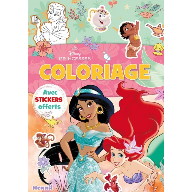 Coloriage avec stickers : Disney Princesses : Yasmine et Ariel - Disney - Hemma - Papeterie / Coloriage - ravate.com...