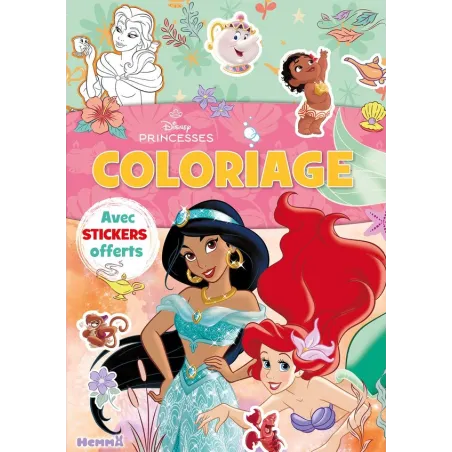 Coloriage avec stickers : Disney Princesses : Yasmine et Ariel