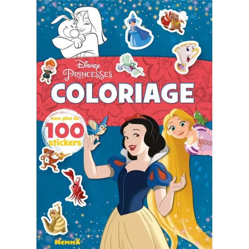 Coloriage avec stickers : Disney Princesses : Blanche-Neige et Raiponce - Disney - Hemma - Papeterie / Coloriage -...