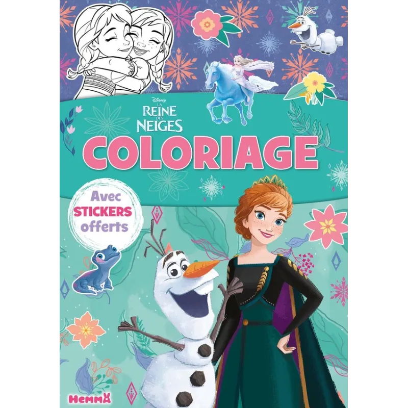 Coloriage avec stickers : La Reine des Neiges : Olaf et reine Anna - Disney - Hemma - Papeterie / Coloriage - ravate.com...