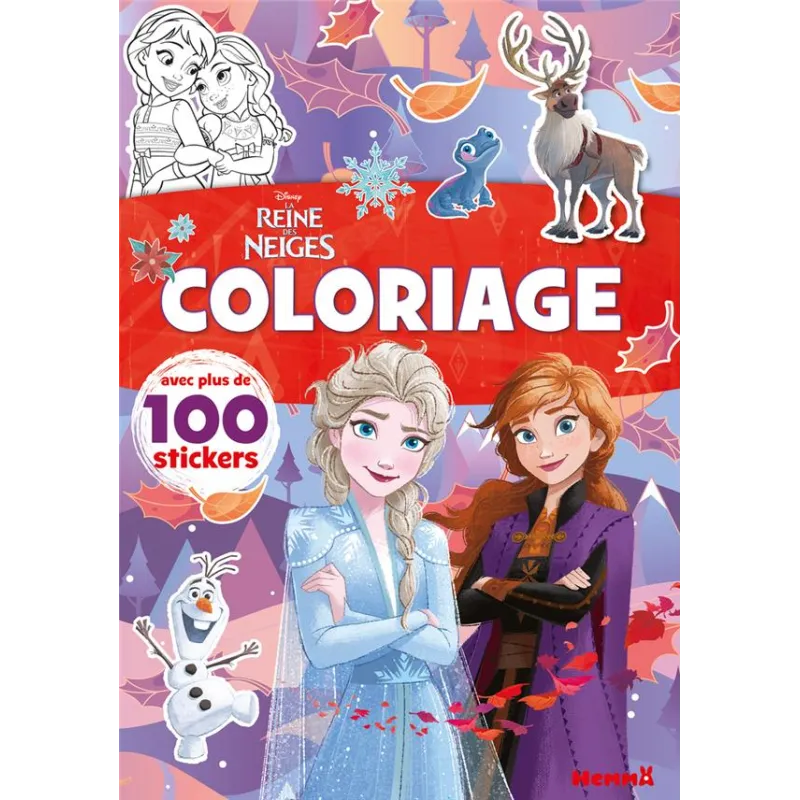 Coloriage avec stickers : La Reine des Neiges : Elsa et Anna bras croisés - Disney - Hemma - Papeterie / Coloriage -...
