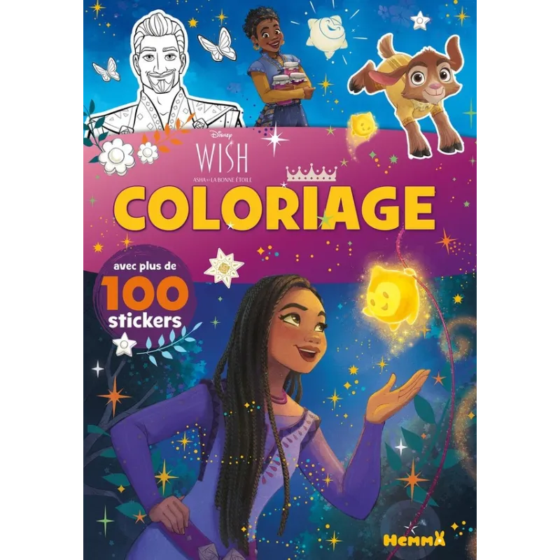 Coloriage avec stickers : Wish, Asha et la bonne étoile - Disney - Hemma - Papeterie / Coloriage - ravate.com librairie reunion