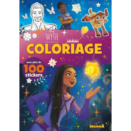 Coloriage avec stickers : Wish, Asha et la bonne étoile