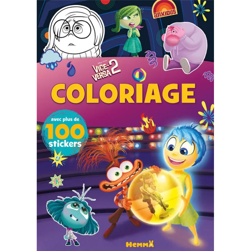 Coloriage avec stickers : Vice-Versa 2 - Disney Pixar - Hemma - Papeterie / Coloriage - ravate.com librairie reunion