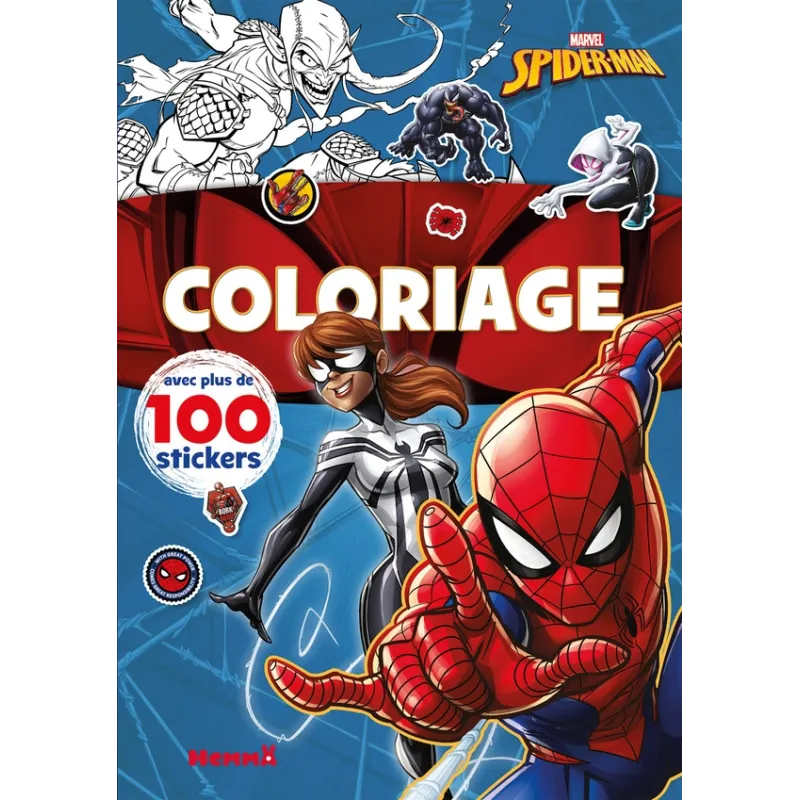 Coloriage avec stickers : Spider-Man : Spider-Man et Spider-Girl - Marvel - Hemma - Papeterie / Coloriage - ravate.com...