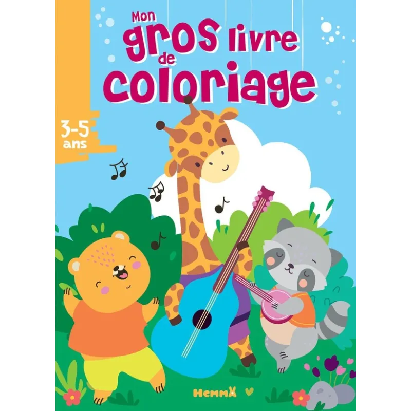 Mon gros livre de coloriage : animaux musique - Collectif - Hemma - Papeterie / Coloriage - ravate.com librairie reunion