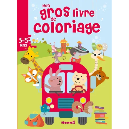 Mon gros livre de coloriage : bus animaux 3/5 ans