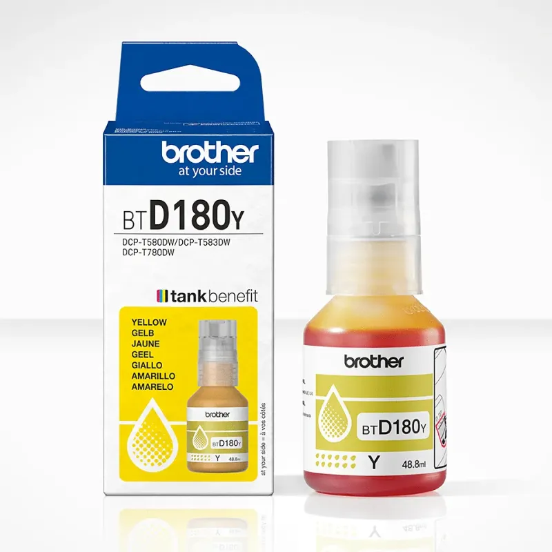 Bouteille d'encre Brother BTD180 Jaune – BROTHER – BRO_BTD180Y