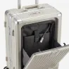 Lot de 3 valises beige en polycarbone, port USB et support bouteille, serrure TSA