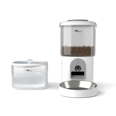 Distributeur de croquettes et fontaine à eau connectés avec caméra HD pour chat et petit chien EZIclean® Nutribot Cam+ C8
