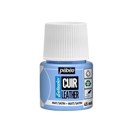 Peinture setacolor cuir 45ml bleu glace pebeo - 295610