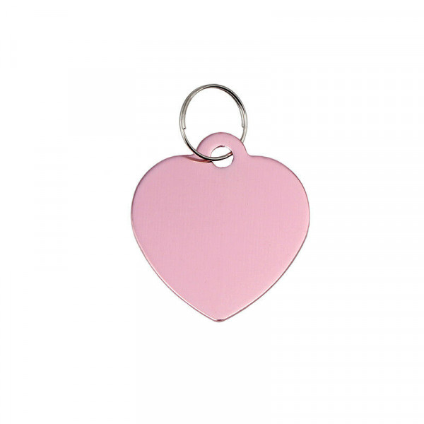 ALUMINIUM COEUR LARGE ROSE TAILLE L - CHIEN et CHAT TAGGEE