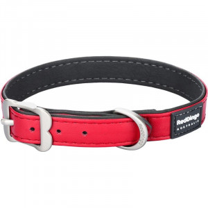 Collier Chien Elegant  Similicuir Rouge 25 mm Red Dingo