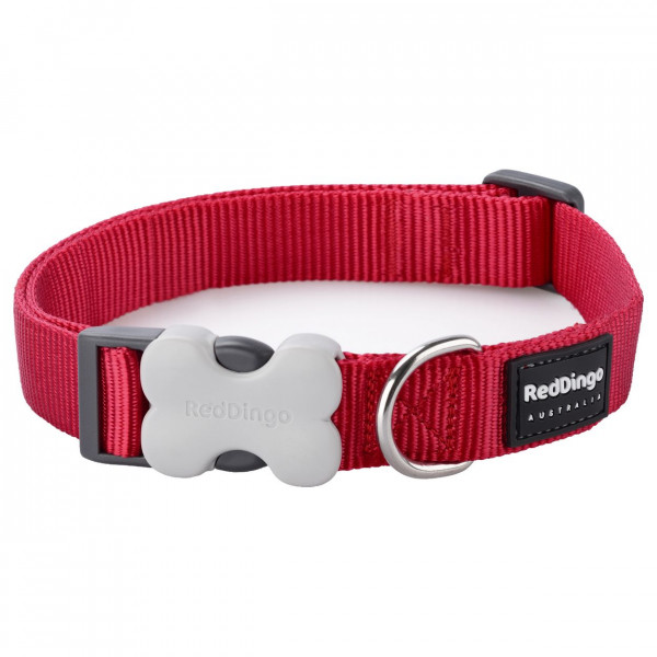 Collier large uni rouge taille L (25mm) chien RED DINGO