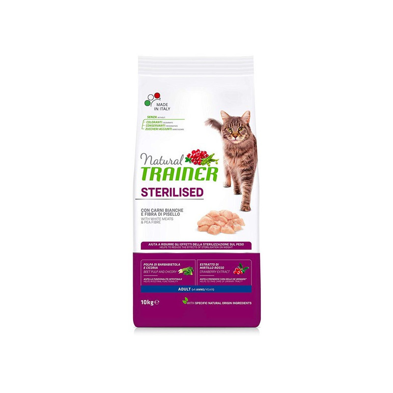 Croquettes Chat  poulet Adulte Stérilisé 10kg - NATURAL TRAINER