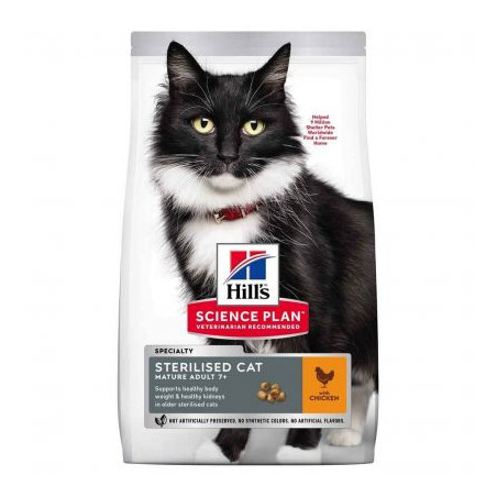 Croquettes Chat Stérilisé Adulte/Sénior Poulet 1,5kg - HILL'S - HSFMS300