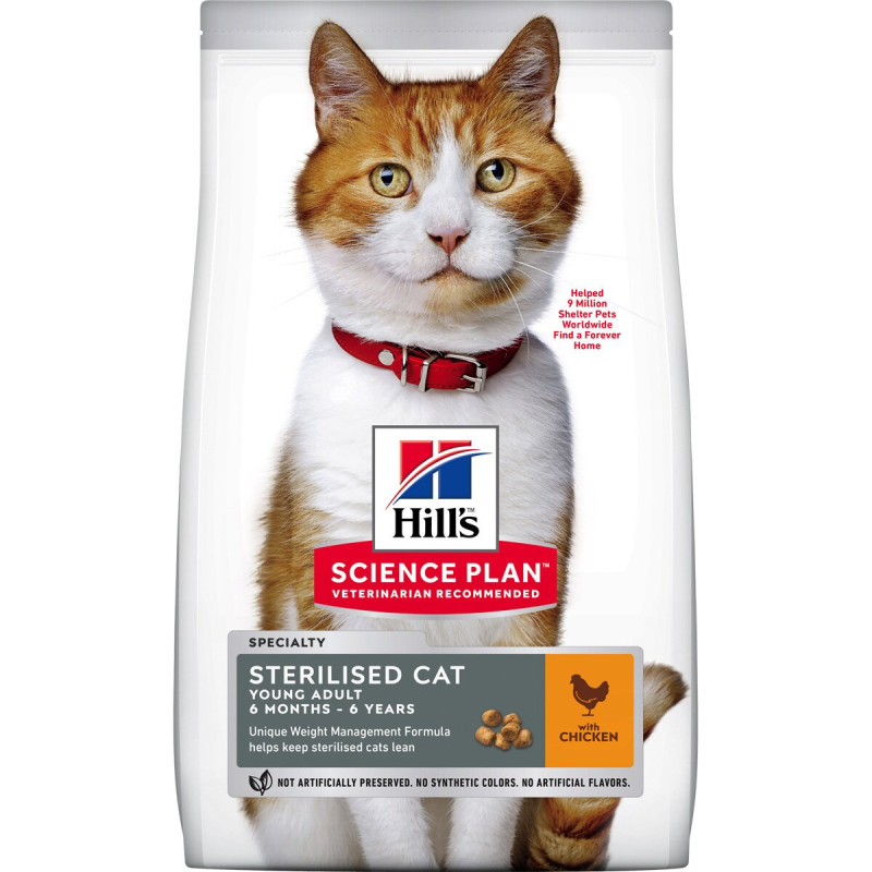 Croquettes Chat Adulte Stérilisé Poulet 3Kg HILL'S SCIENCE PLAN