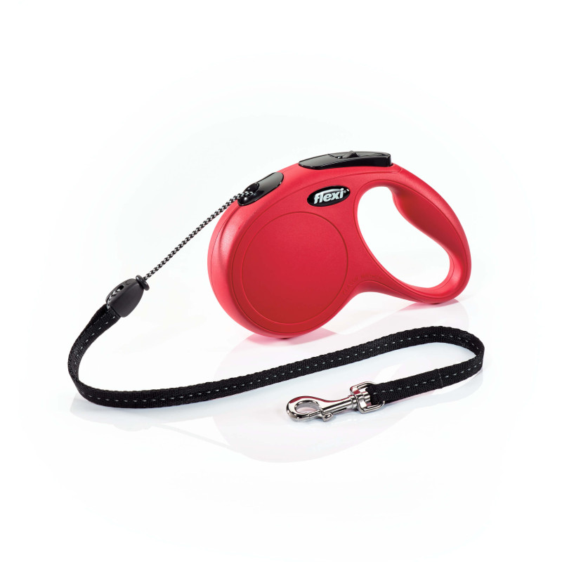 Laisse corde 5M classique chien M Rouge Flexi
