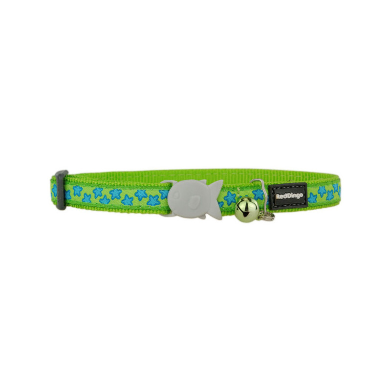 Collier Chat Étoiles Turquoise et Vert Citron 12 mm RED DINGO