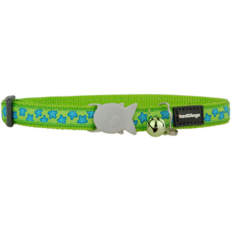 Collier Chat Étoiles Turquoise et Vert Citron 12 mm RED DINGO